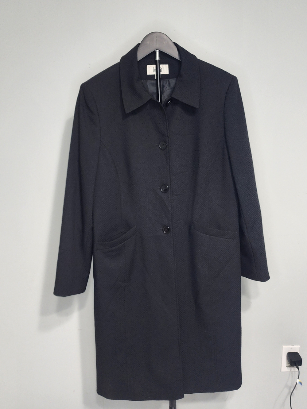 Le Suit Black Single-Breasted Trench Coat Grunge